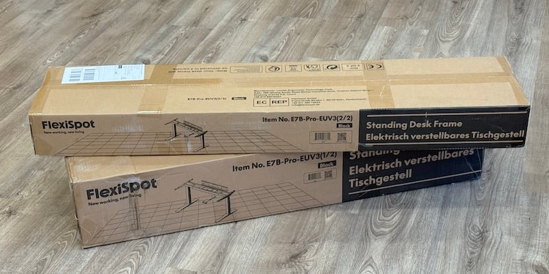 packaging del FlexiSpot E7 Pro